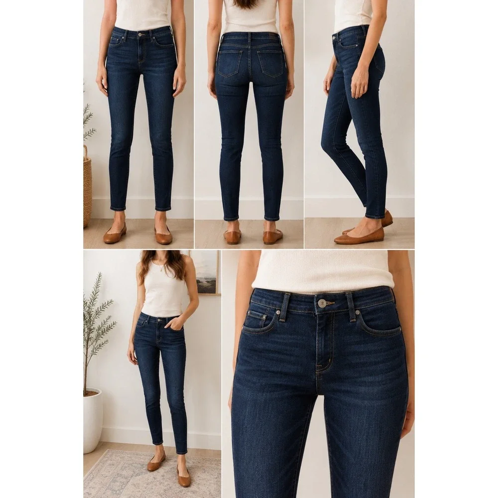 Pilcro Jeans Mid-Rise Skinny Dark Wash Indigo Blue‎ Denim Casual Size 28